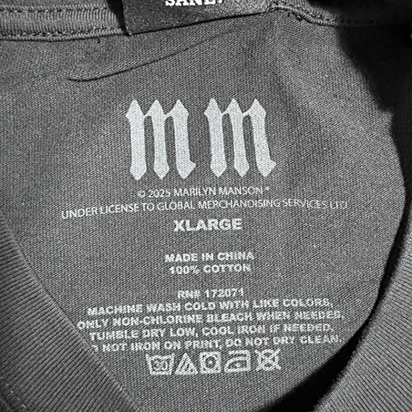 【公式新品/GIANT VINTAGE】MARILYN MANSON - MECHANICAL ANIMAL FRT/SLV LIMO BLACK ENZYME WASH マリリンマンソンTシャツ