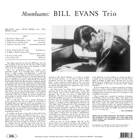【JAZZ名盤 / 輸入新品レコード】BILL EVANS - MOONBEAMS ビルエバンス 名盤 ビルエバンス