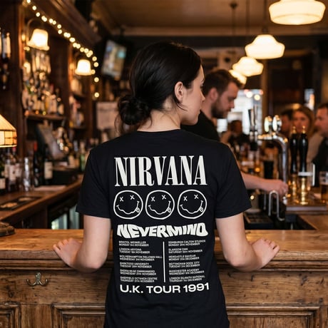 【公式新品】 NIRVANA - TOUR'91 BLACK (Back Print) PREMIUM CARBON ニルヴァーナ tシャツ