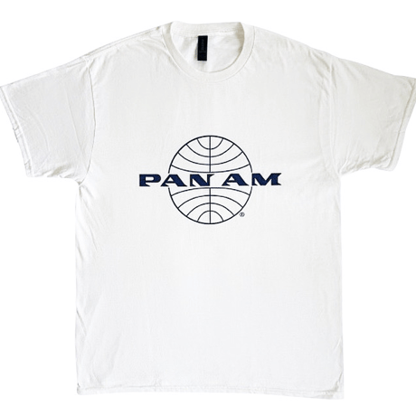 【公式新品】 PAN AM CLASSIC BLUE LOGO OUT WHITE パンナム Tシャツ GILDAN HEAVY COTTON