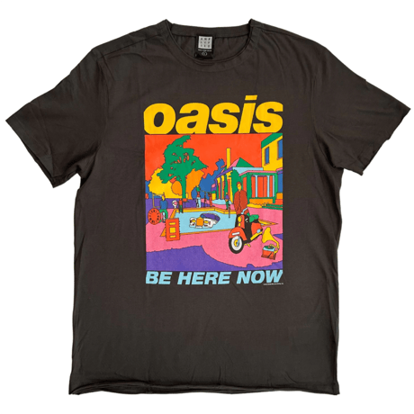 【公式新品 / AMPLIFIED】OASIS - BE HERE NOW COLOUR CHARCOAL オアシス Tシャツ