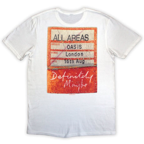 【公式新品】OASIS - DEFINITELY MAYBE AAA PASS WHITE (Back Print) オアシスTシャツ