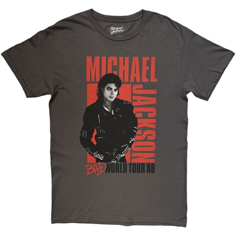 【公式新品】 MICHAEL JACKSON - BAD WORLD TOUR'88 CHARCOAL GREY （Back Print） マイケルジャクソン Tシャツ