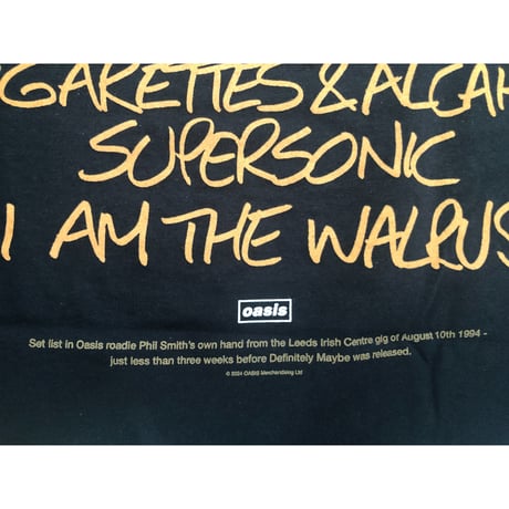 【公式新品】OASIS - DEFINITELY MAYBE AAA SETLIST BLACK (Back Print) オアシスTシャツ