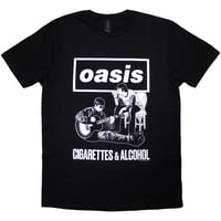 【公式新品】OASIS - CIGARETTES & ALCOHOL ILLUSTRATION MONO BLACK オアシスTシャツ