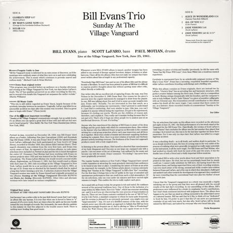 【JAZZ名盤 / 輸入新品レコード】BILL EVANS - SUNDAY AT THE VILLAGE VANGUARD ビルエバンス 名盤