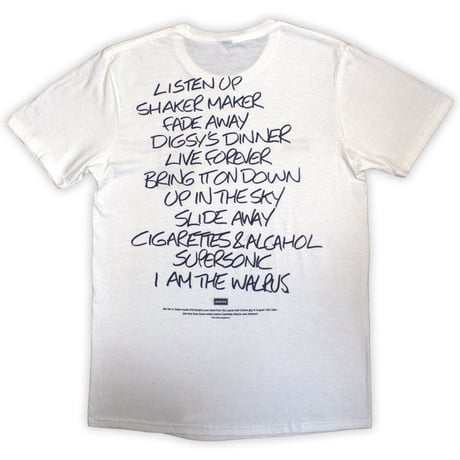 【公式新品】OASIS - DEFINITELY MAYBE AAA SETLIST WHITE (Back Print) オアシスTシャツ
