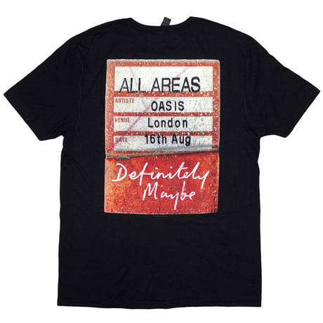 【公式新品】OASIS - DEFINITELY MAYBE AAA PASS BLACK (Back Print) オアシスTシャツ
