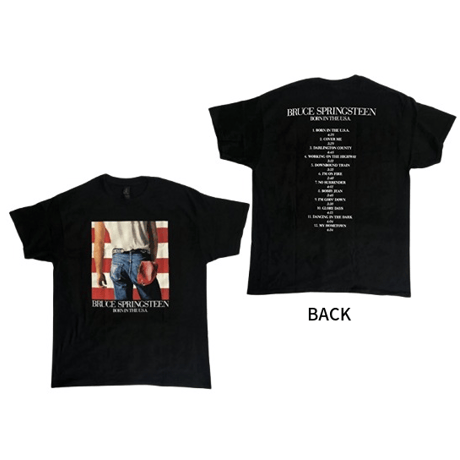 【公式新品】BRUCE SPRINGSTEEN - BORN IN THE USA BLACK (Backprint) ブルーススプリングスティーン Tシャツ GILDAN HEAVY COTTON