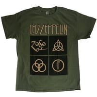 【公式新品】 LED ZEPPELIN - GOLD SYMBOLS IN BLACKS SQUARE レッドツェッペリンTシャツ GILDAN HEAVY COTTON