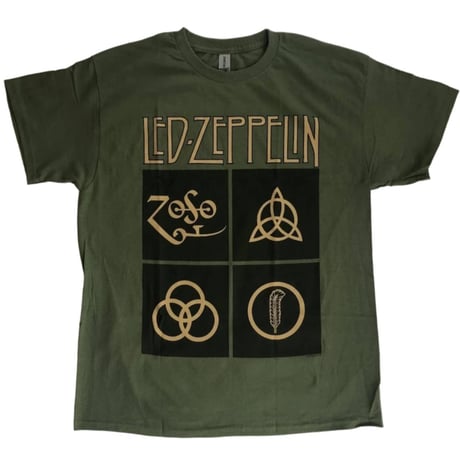 【公式新品】 LED ZEPPELIN - GOLD SYMBOLS IN BLACKS SQUARE レッドツェッペリンTシャツ GILDAN HEAVY COTTON