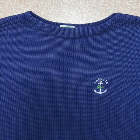 「LACOSTE(ラコステ)」IZOD アイゾッド 80s 90s Mサイズ ネイビー コットン ニット セーター [2211038]