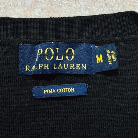 「POLO RALPH LAUREN(ポロラルフローレン)」10s 20s Mサイズ ピマコットン ブラック ポニー刺繍 ニット ベスト [2516085]