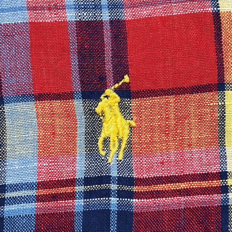 「RALPH LAUREN(ラルフローレン)」3XLT オーバーサイズ マドラスチェック リネン ボタンダウンシャツ [2205003]