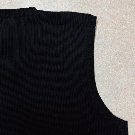 「Polo by Ralph Lauren (ポロラルフローレン)」90s 00s 10s M〜Lサイズ相当 コットン ブラック ポニー刺繍 ローゲージ ニット ベスト [2516091]