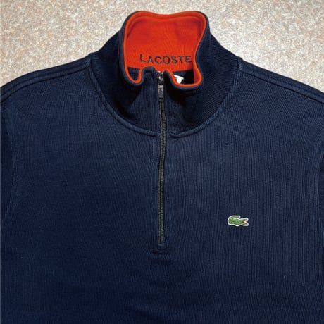 「LACOSTE(ラコステ)」90s 6サイズ ネイビー コットン ハーフジップ カットソー [2302001]