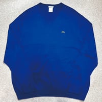 「LACOSTE(ラコステ)」90s 9サイズ ビビットブルー コットン Vネック ニット セーター [2211034]