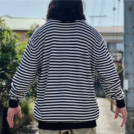 「LACOSTE(ラコステ)」SPORT スポーツ 90s 7サイズ ボーダー ウールアクリル 裏地付き クルーネック ヤッケ ニット セーター [2211045]