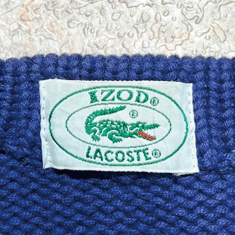 「LACOSTE(ラコステ)」IZOD アイゾッド 80s 90s Mサイズ ネイビー コットン ニット セーター [2211038]