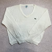 「LACOSTE(ラコステ)」IZOD アイゾッド 80s 90s USA製 Mサイズ ホワイト アクリルニット セーター [2311001]