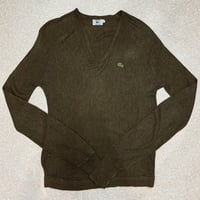 「LACOSTE(ラコステ)」IZOD アイゾッド 70s 80s 糸巻きタグ 青ワニ XLサイズ ブラウン アクリルニット セーター [2211019]