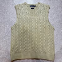 「Polo by Ralph Lauren (ポロラルフローレン)」90s 00s 10s Lサイズ コットン 生成り ケーブル編み ニット ベスト [2516005]