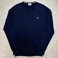 「LACOSTE(ラコステ)」90s 4サイズ ネイビー 超濃紺 コットン クルーネック ニット セーター [2211044]