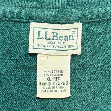 「L.L.Bean(エルエルビーン)」90s 00s XL-REGサイズ コットン カシミヤ混紡 ハーフジップ ハイネック ニット セーター [2411038]