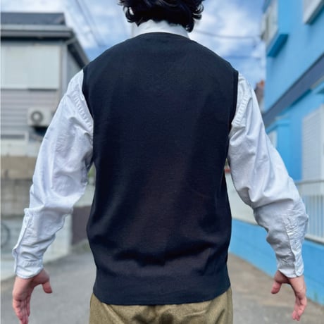 「POLO RALPH LAUREN(ポロラルフローレン)」10s 20s Mサイズ ピマコットン ブラック ポニー刺繍 ニット ベスト [2516085]