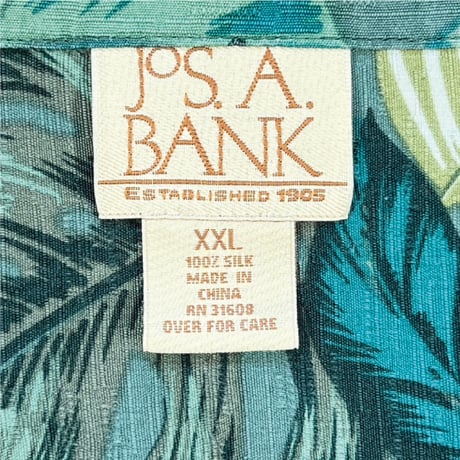 「JOS.A.BANK(ジョス エー バンク)」ボタニカル柄 XXL シルク アロハシャツ 開襟シャツ [2205014]