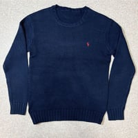 「RALPH LAUREN(ラルフローレン)」ポニー刺繍 ネイビー コットン ニット [2211004]
