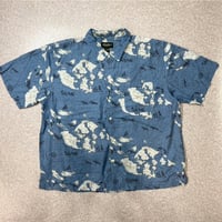 「Eddie Bauer(エディー バウアー)」マップ柄 XL レギュラーカラー 半袖シャツ [2205029]