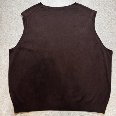 「Polo by Ralph Lauren (ポロラルフローレン)」90s 00s 10s 20s Lサイズ相当 ピマコットン チョコレートブラウン ポニー刺繍 ニット ベスト [2516004]