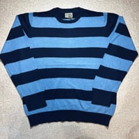 「L.L.Bean(エルエルビーン)」90s 00s M-REGサイズ コットン カシミヤ混紡 ボーダー柄 ハイゲージ ニット セーター [2411042]