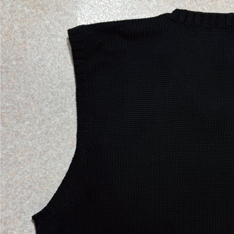 「Polo by Ralph Lauren (ポロラルフローレン)」90s 00s 10s M〜Lサイズ相当 コットン ブラック ポニー刺繍 ローゲージ ニット ベスト [2516091]