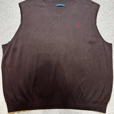 「Polo by Ralph Lauren (ポロラルフローレン)」90s 00s 10s 20s Lサイズ相当 ピマコットン チョコレートブラウン ポニー刺繍 ニット ベスト [2516004]