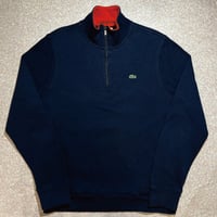 「LACOSTE(ラコステ)」90s 6サイズ ネイビー コットン ハーフジップ カットソー [2302001]