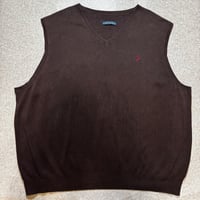 「Polo by Ralph Lauren (ポロラルフローレン)」90s 00s 10s 20s Lサイズ相当 ピマコットン チョコレートブラウン ポニー刺繍 ニット ベスト [2516004]