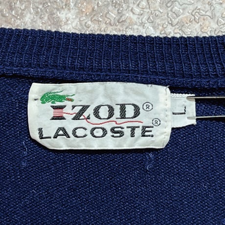 「LACOSTE(ラコステ)」IZOD アイゾッド 70s 糸巻きタグ Lサイズ ネイビー ニット セーター [2211048]