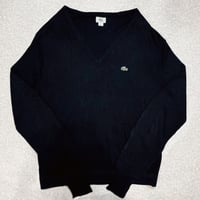 「LACOSTE(ラコステ)」IZOD アイゾッド 80s 90s USA製 Lサイズ ネイビー ブラック アクリルニット セーター [2211025]