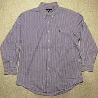 「RALPH LAUREN(ラルフローレン)」カスタムフィット 紫 ロンドンストライプ ボタンダウンシャツ [2106007]