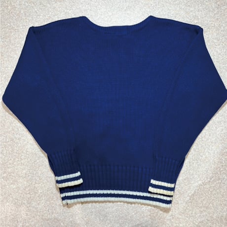 「LACOSTE(ラコステ)」IZOD アイゾッド 80s 90s Mサイズ ネイビー コットン ニット セーター [2211038]