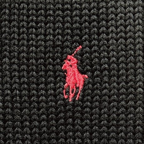 「Polo by Ralph Lauren (ポロラルフローレン)」90s 00s 10s M〜Lサイズ相当 コットン ブラック ポニー刺繍 ローゲージ ニット ベスト [2516091]