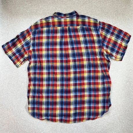 「RALPH LAUREN(ラルフローレン)」3XLT オーバーサイズ マドラスチェック リネン ボタンダウンシャツ [2205003]