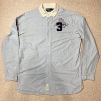 「Polo RALPH LAUREN(ポロ ラルフローレン)」カスタムフィット ナンバリング イギリスワッペン ブルー オックスフォード シャツ [2106036]