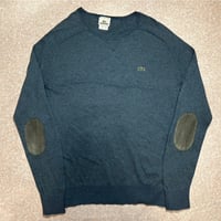 「LACOSTE(ラコステ)」90s 5サイズ ブルーグレー コットンカシミア クルーネック ニット セーター [2211033]
