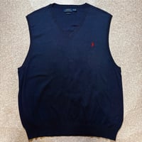 「POLO RALPH LAUREN(ポロラルフローレン)」10s 20s XXL TTGサイズ ピマコットン ネイビー ポニー刺繍 ニット ベスト [2516008]