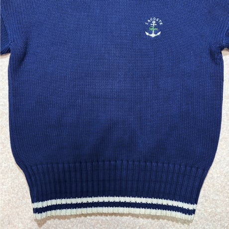 「LACOSTE(ラコステ)」IZOD アイゾッド 80s 90s Mサイズ ネイビー コットン ニット セーター [2211038]
