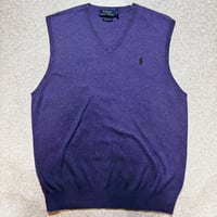 「POLO RALPH LAUREN(ポロラルフローレン)」10s 20s Mサイズ ピマコットン パープル ポニー刺繍 ニット ベスト [2516010]