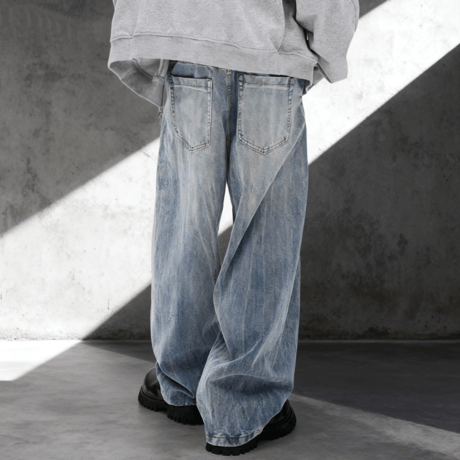 Ice Wash Basic Barrel Pants